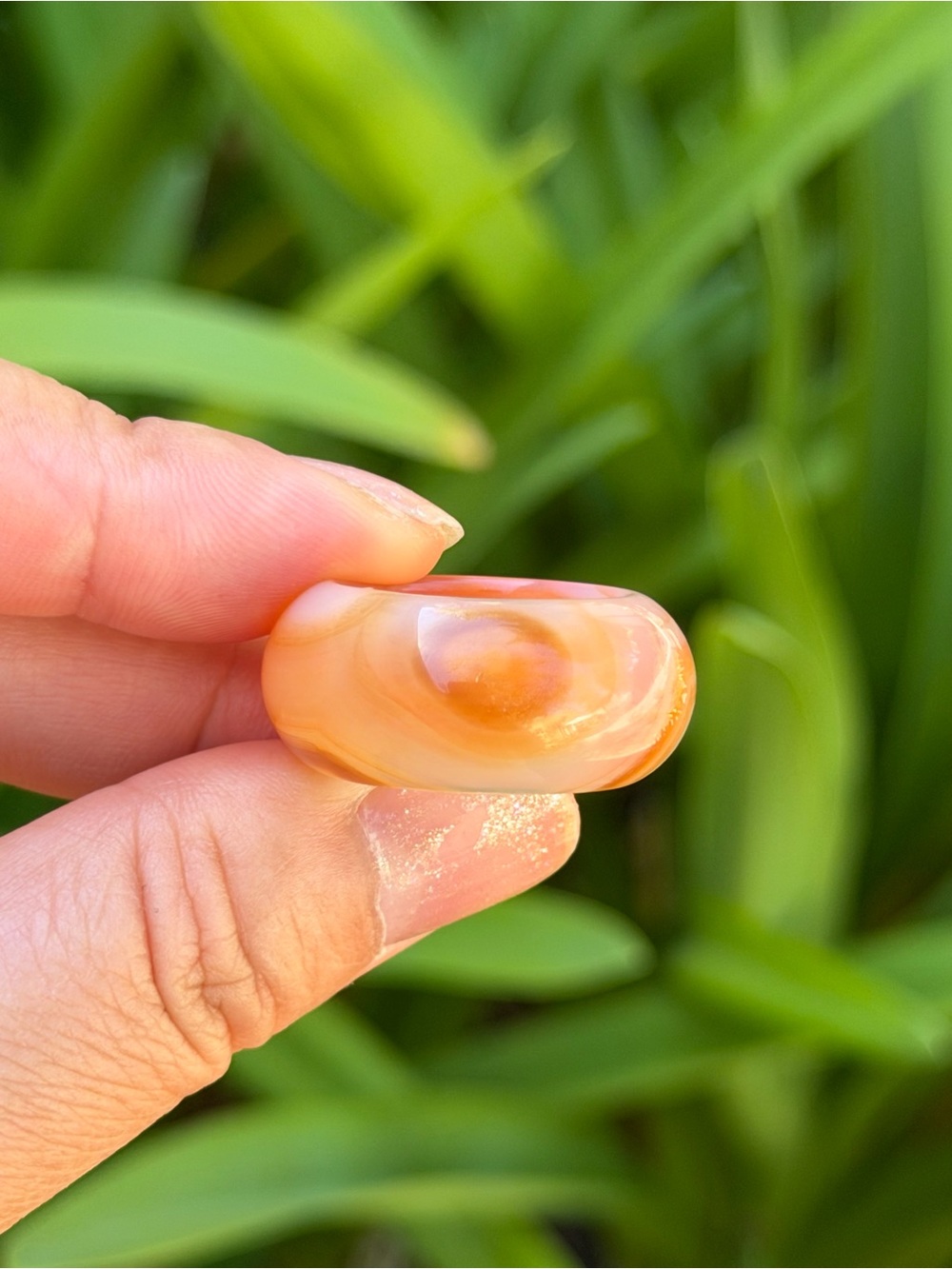 Size 7 Translucent Orange Banded Agate Statement Ring 2437 - Picture 7 of 9